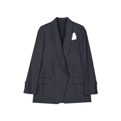 Women's Blue Virgin Wool Coat Clothing