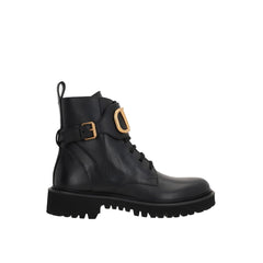Women's Black Calfskin Lace-Up Boots