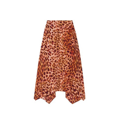 Women's Orange Silk Midi Skirt