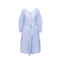 Women's Blue Cotton Casual Dress