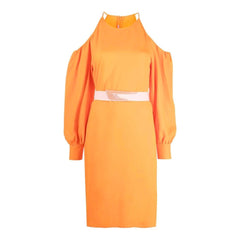 Women's Orange Viscose Casual Dress