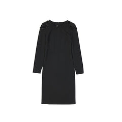 Women's Black Elastane Casual Dress