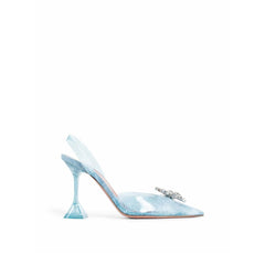 Women's Plexiglass Pointed-Toe With Crystal Bow Heel Blue Upper Leather