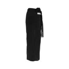 Women's Black Elastane Long Skirt