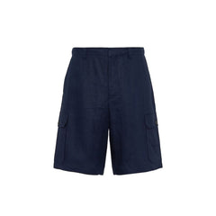 Men's Blue Linen Bermuda Shorts