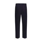 Blue Cotton Casual Pants