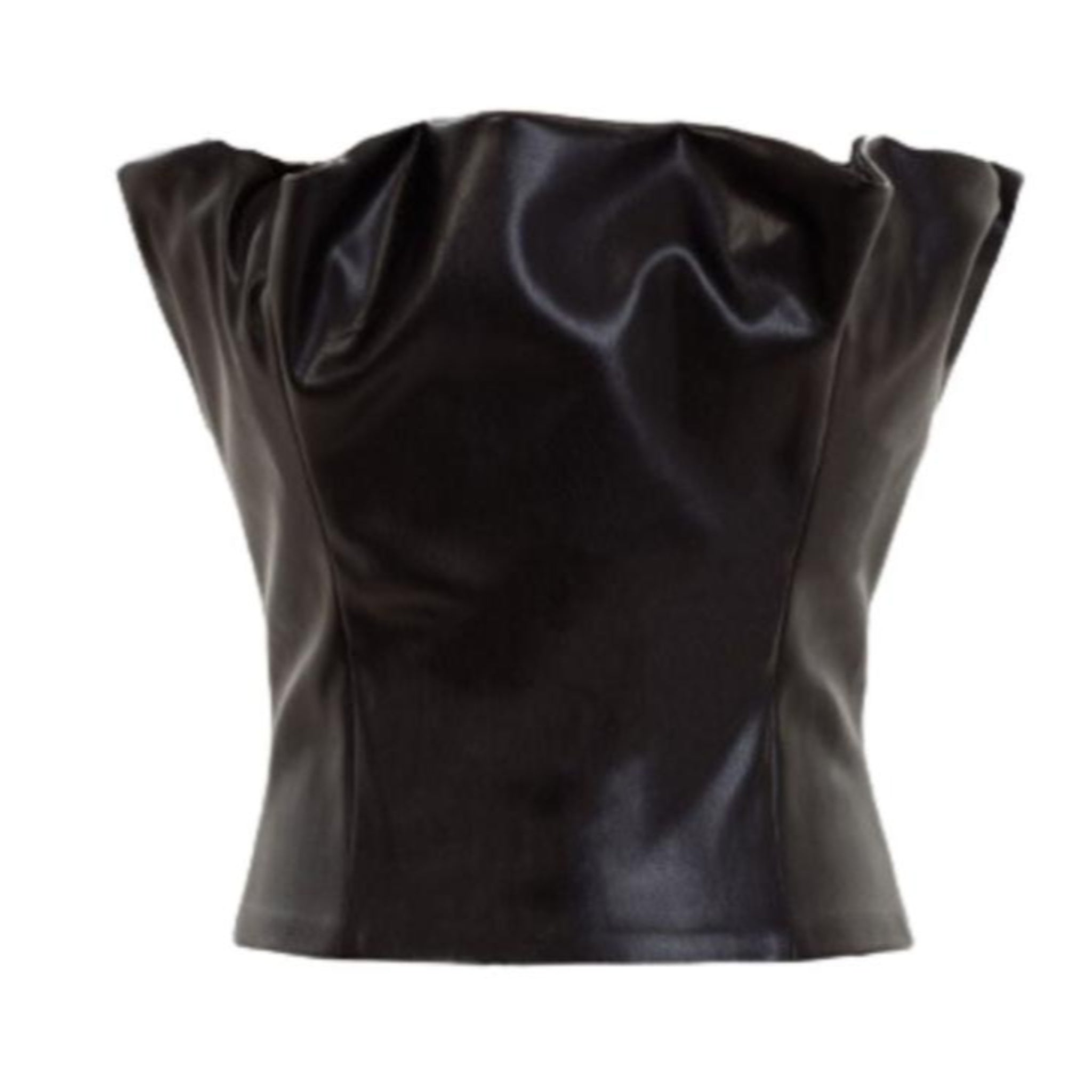Vegan Leather Draped Top