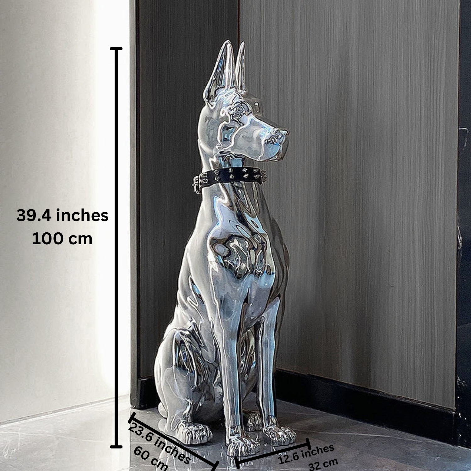 ArtZ® Electroplated Doberman Dog Statue - Extra Large 39.4 inch Height (100 cm)