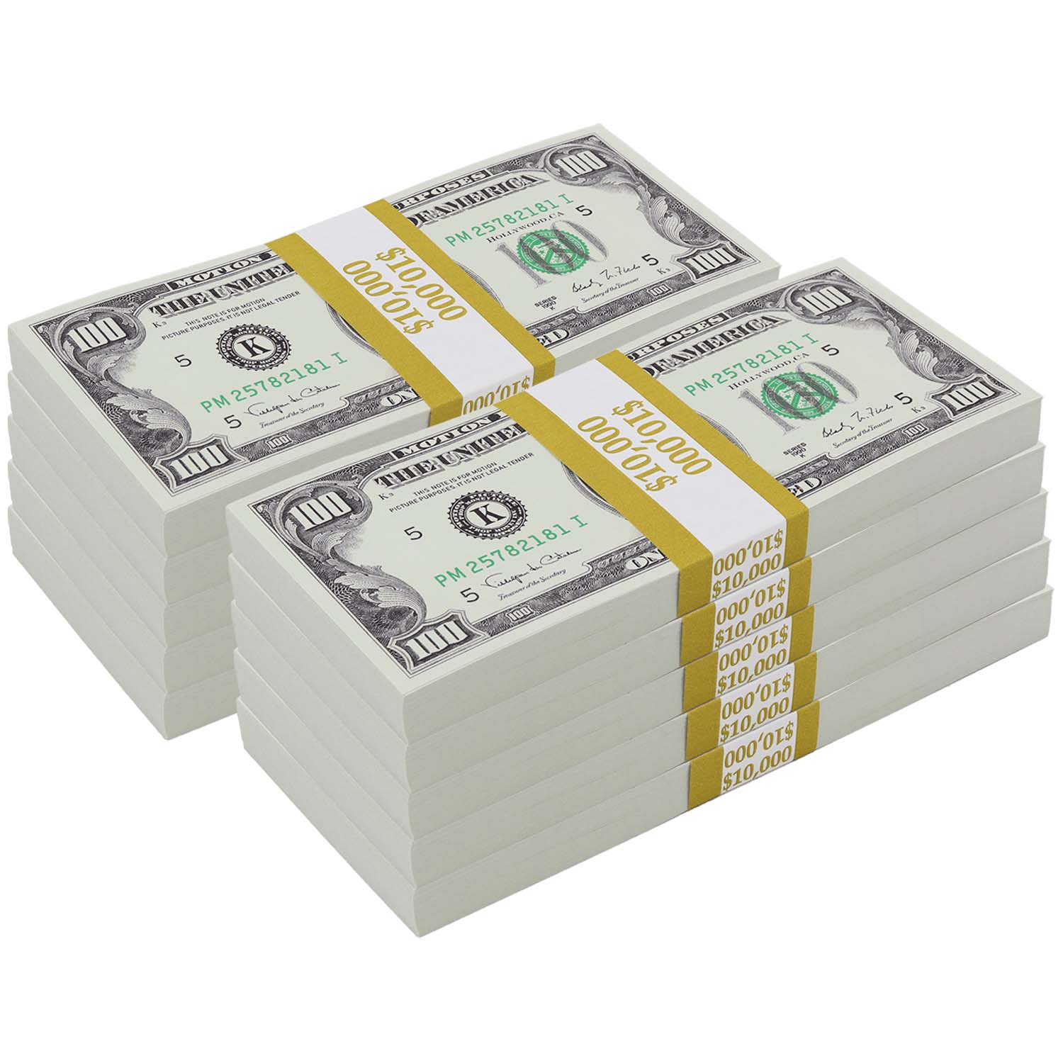 $100,000 BLANK FILLER 1990 Series Stacks By Prop Money Inc.