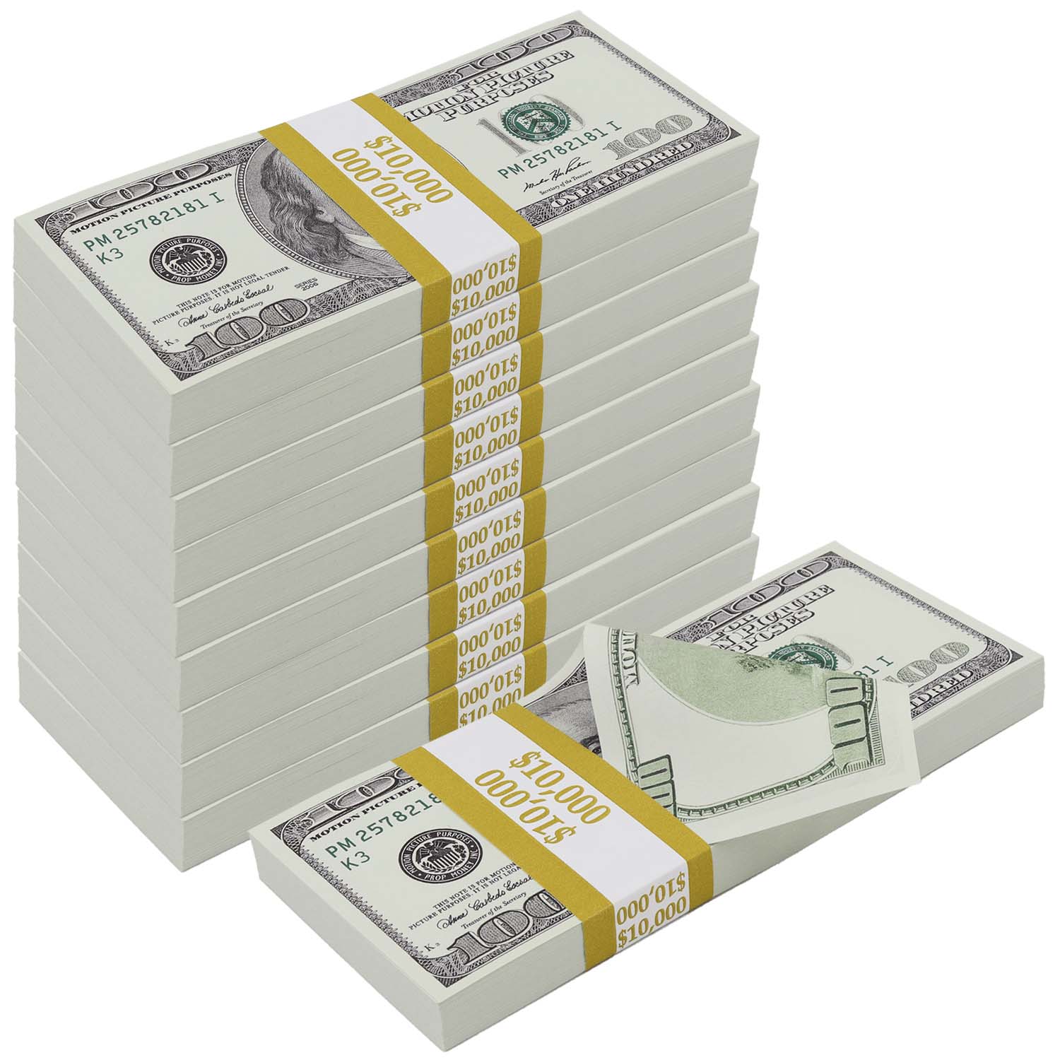 $100,000 Full Print 2000 Series Stacks By Prop Money Inc.