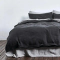 Washed Cotton/Linen Duvet Cover Set - Charcoal Black - King Size
