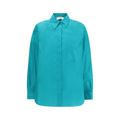 Women's Blue Silk Dress Shirt