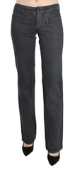Women's Straight-Leg Denim Jeans Gray Cotton