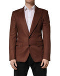 Men's Brown Cashmere Single Breasted Jacket Blazer Silk Clothing