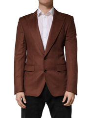 Men's Brown Cashmere Single Breasted Jacket Blazer Silk Clothing