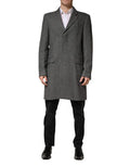 Gray Single Breasted Men Trench Coat Jacket Grey Pl+wo Clothing