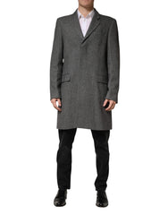 Gray Single Breasted Men Trench Coat Jacket Grey Pl+wo Clothing
