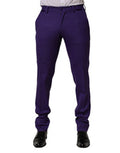 Men's Wool-Blend Dress Trousers Purple Silk Elastane