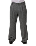 Men's Houndstooth Wool Alpaca Trousers Gray Nylon