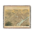 Bird's eye view of the City of Bangor, Penobscot County, Maine, 1875 Woven Throw Blanket