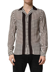 Men's Polka Dot Silk Shirt White