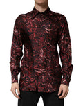 Bordeaux Patterned Collared Men Dress Shirt Silk
