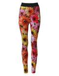 Women's Multicolor Floral Leggings Stretchwaist Pants Elastane+polyamid+polyester