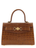 Versace Crocodile-Effect Leather Top Handle Bag — Cognac