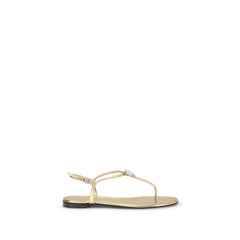 Women's Gold Calf Leather Bos Taurus Flat Sandals