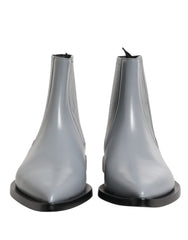Men's Light Gray Chelsea Short Ankle Boots Shoes Leather