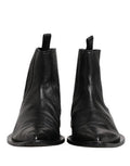 Black Chelsea Men Short Ankle Boots Shoes Leather