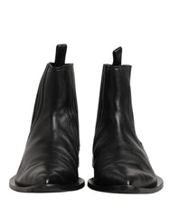 Black Chelsea Men Short Ankle Boots Shoes Leather