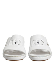 Men's Cutout Logo Rubber Slipper White
