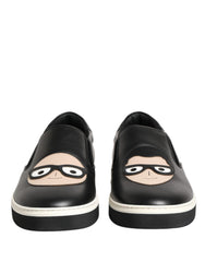 Men's Black Leather Signature Figures Sneakers Shoes