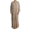 Women's Beige Silk Full-Length Jacket Clothing