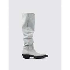 Women's Blue Denim And Rubber Ankle Boots