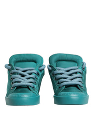Teal Portofino Men Low Top Sneakers Shoes Leather