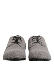 Gray Fleece Lace Up Men Derby Dress Shoes Leather