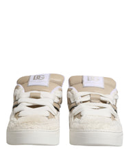 Men's White Beige Faux Shearling Low Top Sneakers Shoes Leather