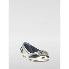 Women's Silver Leather Ballet Flats