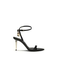 Women's Goatskin Pointed Ankle-Strap Stiletto Sandal Black