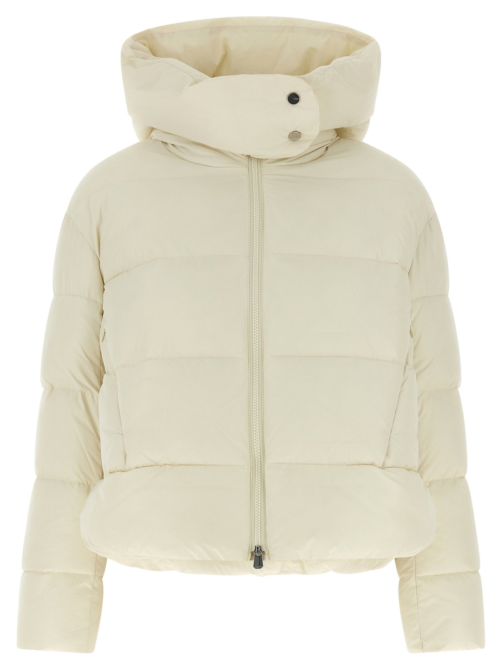 Pinko Quilted Down with Hood Down Jacket — Ivory