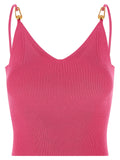 Versace Safety Pin-Detail Ribbed Knit Tank Top — Hot Pink