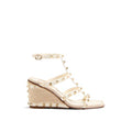 Women's Beige Calfskin Wedge Sandals