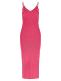 Versace Stretch Ribbed Knit Dress — Pink