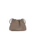 Women's Calf Leather Drawstring Clutch Beige Bos