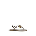 Women's Brown Stainless Steel Flat Sandals