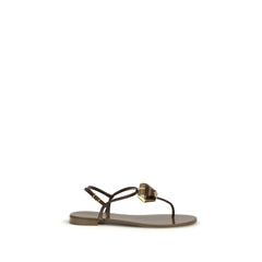 Women's Brown Stainless Steel Flat Sandals