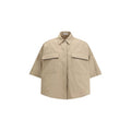 Women's Beige Cotton Shortsleeve Shirt