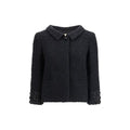 Women's Black Wool Biker Jacket Clothing